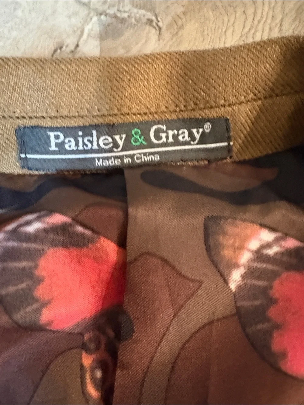 Paisley and Gray Slim Fit Blazer Tan Butterfly Camo Lining business casual 38L